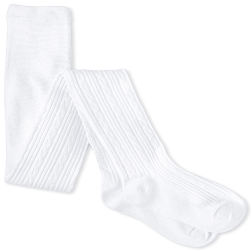 

Girls Cable Knit Tights - White - The Children's Place
