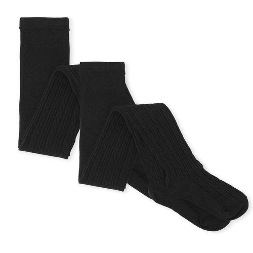 

s Cable Knit Tights 2-Pack - Black - The Children's Place