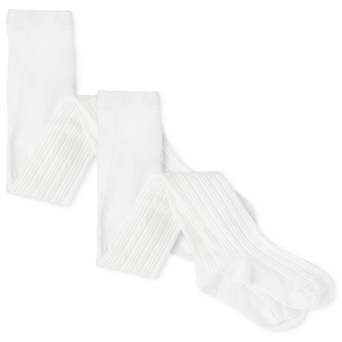 

s Cable Knit Tights 2-Pack - White - The Children's Place