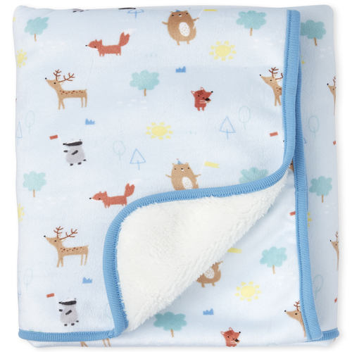 

Newborn Baby Boys Happy Bear Cozy Blanket - Blue - The Children's Place