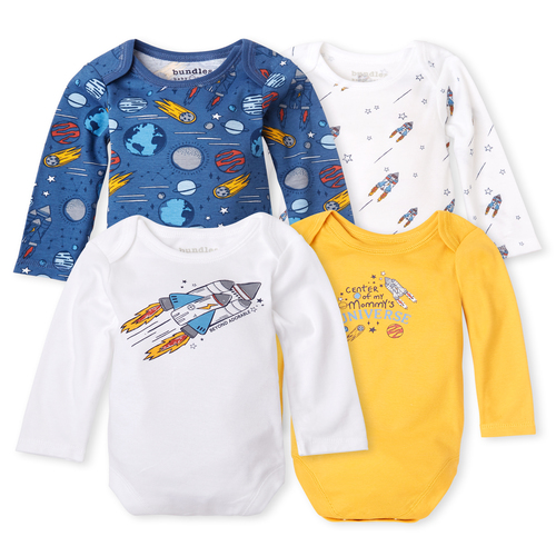 

Newborn Baby Boys Space Bodysuit 4-Pack - Yellow - The Children's Place