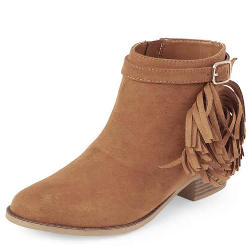 

Girls Fringe Booties - Brown - The Children's Place