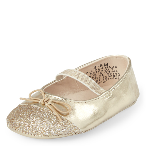 

Newborn Baby Glitter Ballet Flats - Metallic - The Children's Place