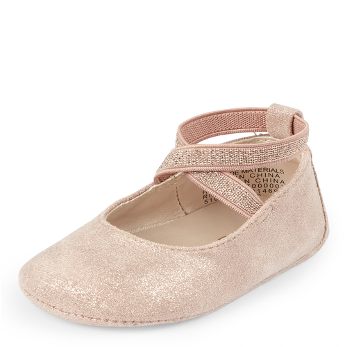 

Newborn Baby Rose Gold Wrap Ballet Flats - Metallic - The Children's Place