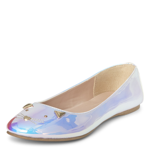 

Girls Holographic Cat Ballet Flats - Metallic - The Children's Place