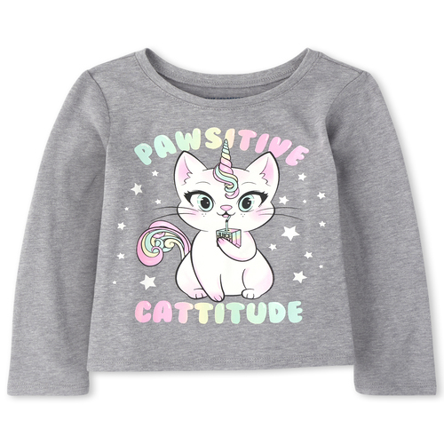 

s Baby And Toddler Caticorn Graphic Tee - Gray T-Shirt - The Children's Place