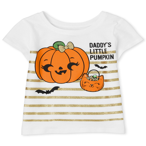 

s Baby And Toddler Halloween Daddy's Little Pumpkin Graphic Tee - White T-Shirt - The Children's Place