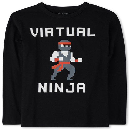

Boys Boys Virtual Ninja Graphic Tee - Black T-Shirt - The Children's Place