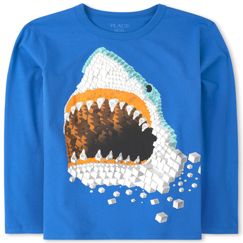 

Boys Boys Shark Graphic Tee - Blue T-Shirt - The Children's Place