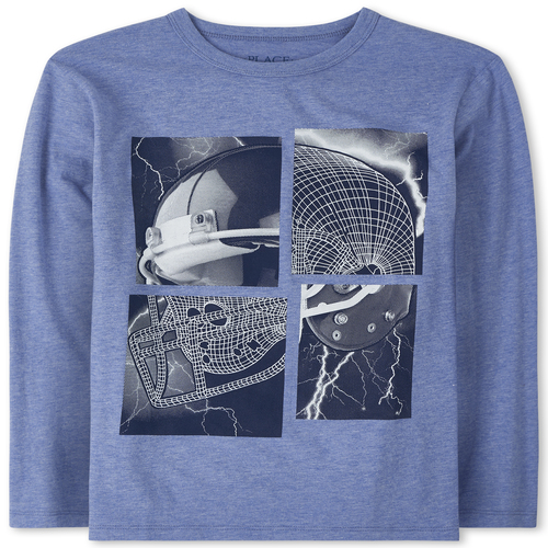 

s Boys Football Helmet Graphic Tee - Blue T-Shirt - The Children's Place