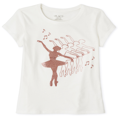 

Girls Glitter Dancer Graphic Tee - White T-Shirt - The Children's Place
