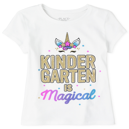 

s Glitter Kindergarten Unicorn Graphic Tee - White T-Shirt - The Children's Place