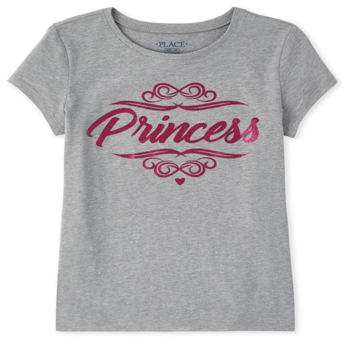 

Girls Glitter Princess Graphic Tee - Gray T-Shirt - The Children's Place