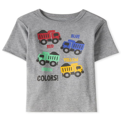 

s Baby And Toddler Boys Truck Colors Graphic Tee - Gray T-Shirt - The Children's Place