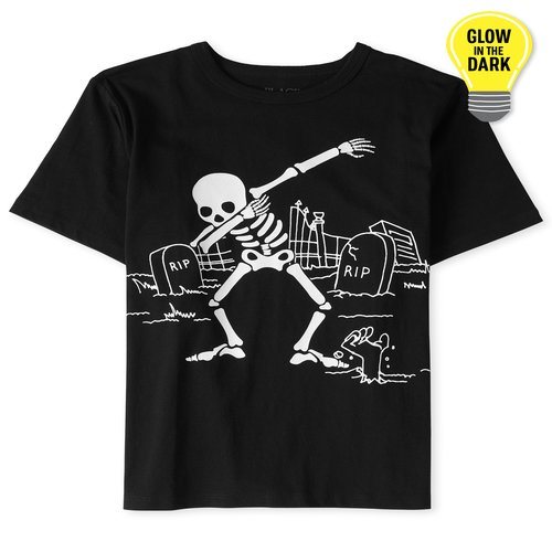

Boys Boys Halloween Glow Dancing Skeleton Graphic Tee - Black T-Shirt - The Children's Place