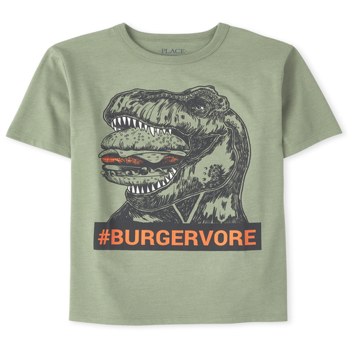 

Boys Boys Burgervore Dino Graphic Tee - Green T-Shirt - The Children's Place