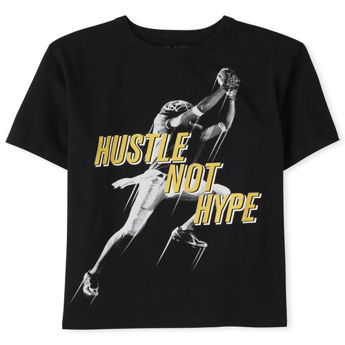 

Boys Boys Football Hustle Graphic Tee - Black T-Shirt - The Children's Place