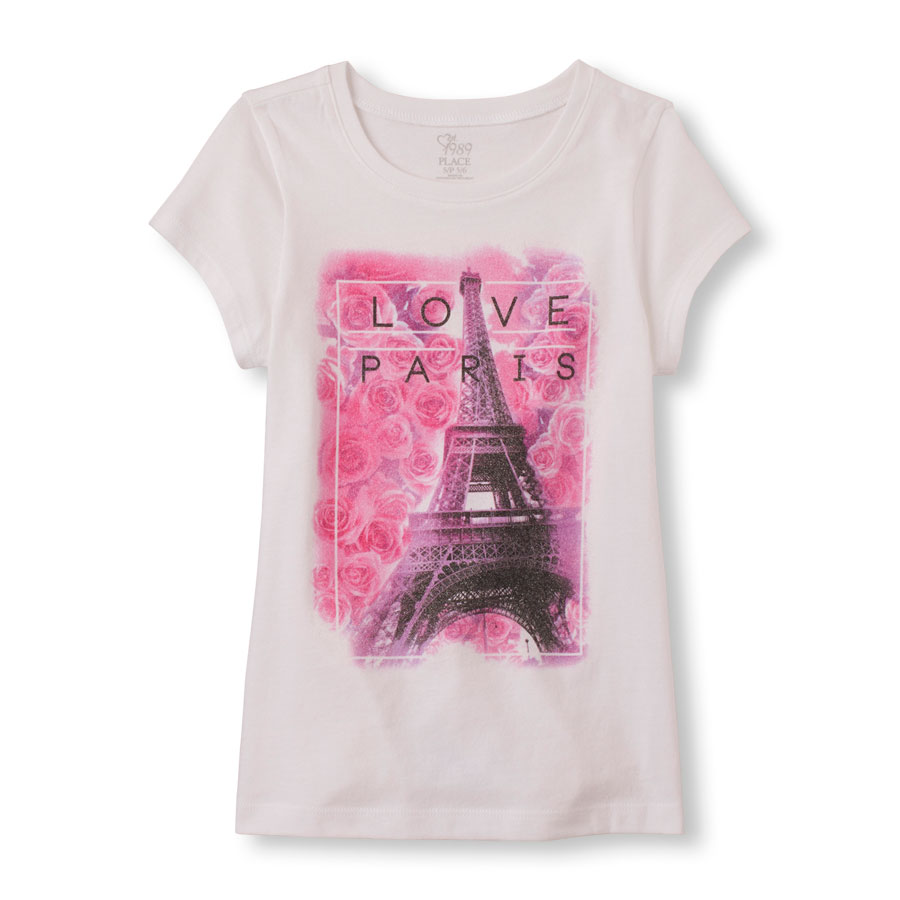 Girls Short Sleeve 'Love Paris' Eiffel Tower Graphic Tee | The Children ...